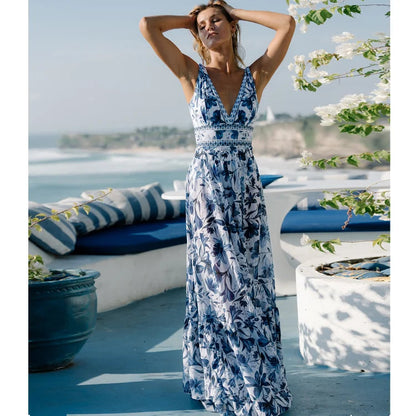 V-Neck Lace-Up One Piece Swimsuit with Sarong