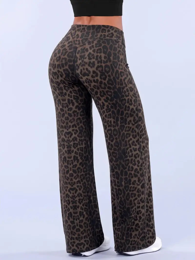 Women’s Leopard Print Wide-Leg Cropped Pants