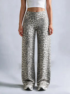 Women’s Leopard Print Wide-Leg Cropped Pants