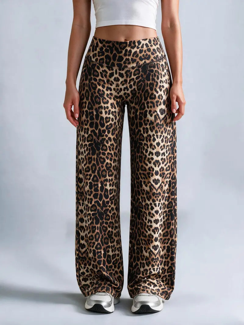 Pantalon court ample à imprimé léopard pour femme
