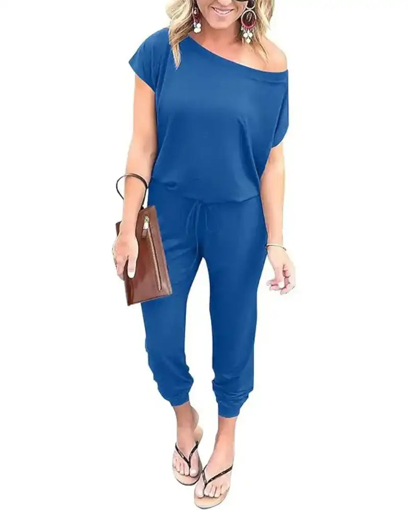 (S-3XL) Women's Off Shoulder Stretchy Jumpsuit