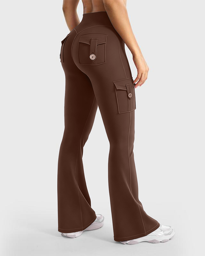 High-Waisted Flare Leggings with Pockets & No Front Seam