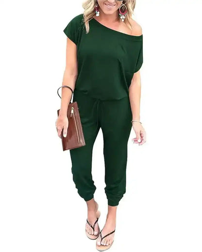 (S-3XL) Women's Off Shoulder Stretchy Jumpsuit