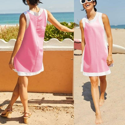Two-Piece Color Block Sleeveless Set with Pocket Shorts
