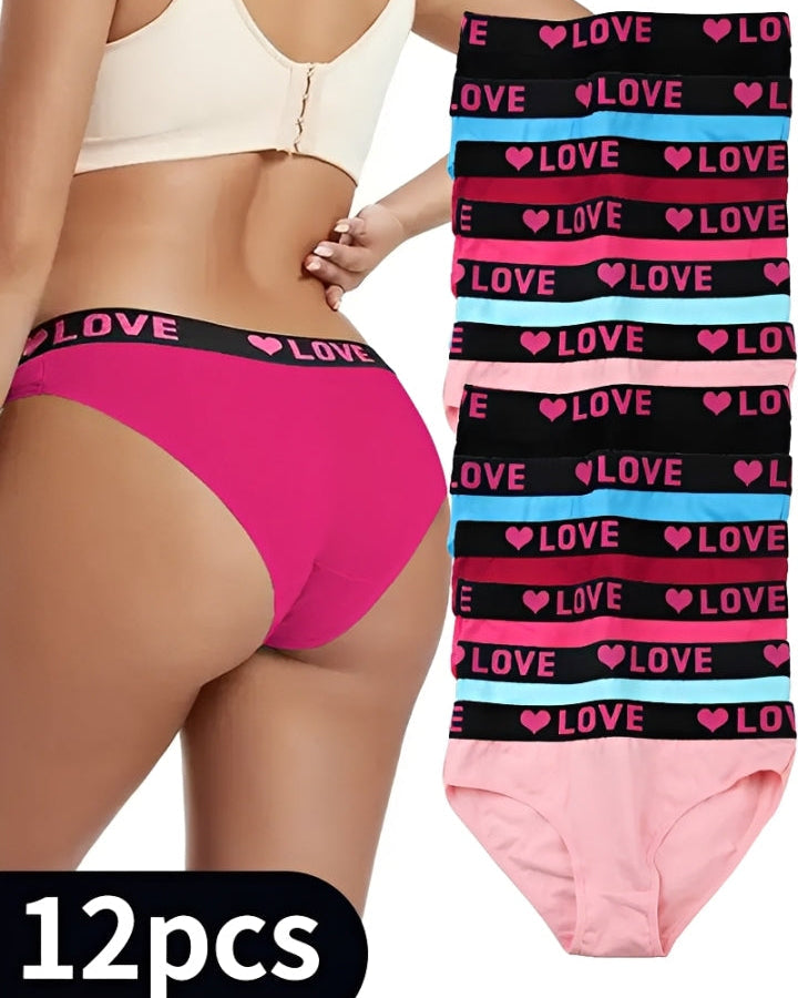 Culottes taille haute pour femme à ruban Love Letter (Lot de 6)