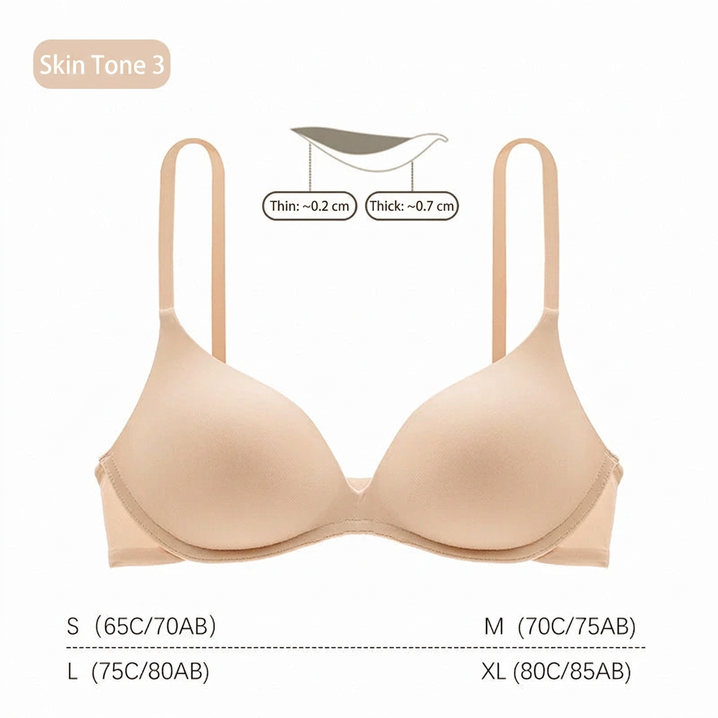 Soutien-gorge français triangulaire sans armatures pour femme, push-up sans coutures légèrement rembourré pour petites poitrines — Forme ronde naturelle