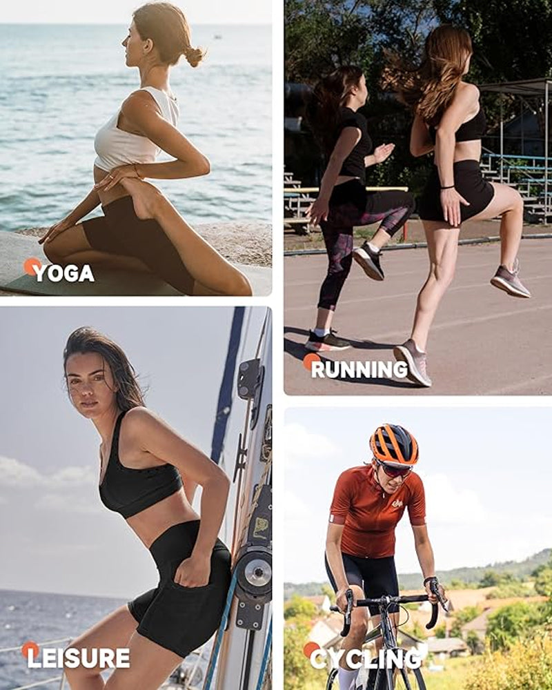 Short de sport taille haute gainant, effet push-up, contrôle du ventre, avec poches latérales, taille 7