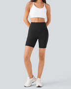 Short de sport taille haute gainant, effet push-up, contrôle du ventre, avec poches latérales, taille 7